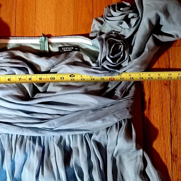 Green Maxi Pl Maternity Dress Puff Sleeves RosesGathering Check Measurements - Picture 2 of 15